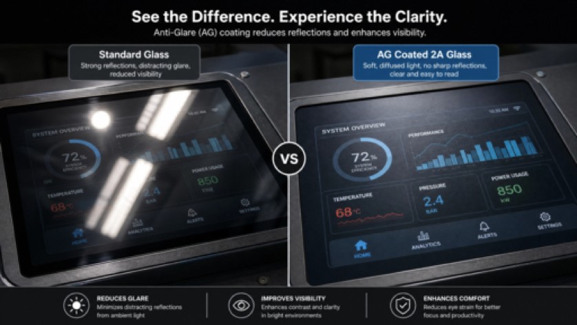 Comparison of 2A AG+AF composite cover glass and ordinary display glass under bright light.jpg
